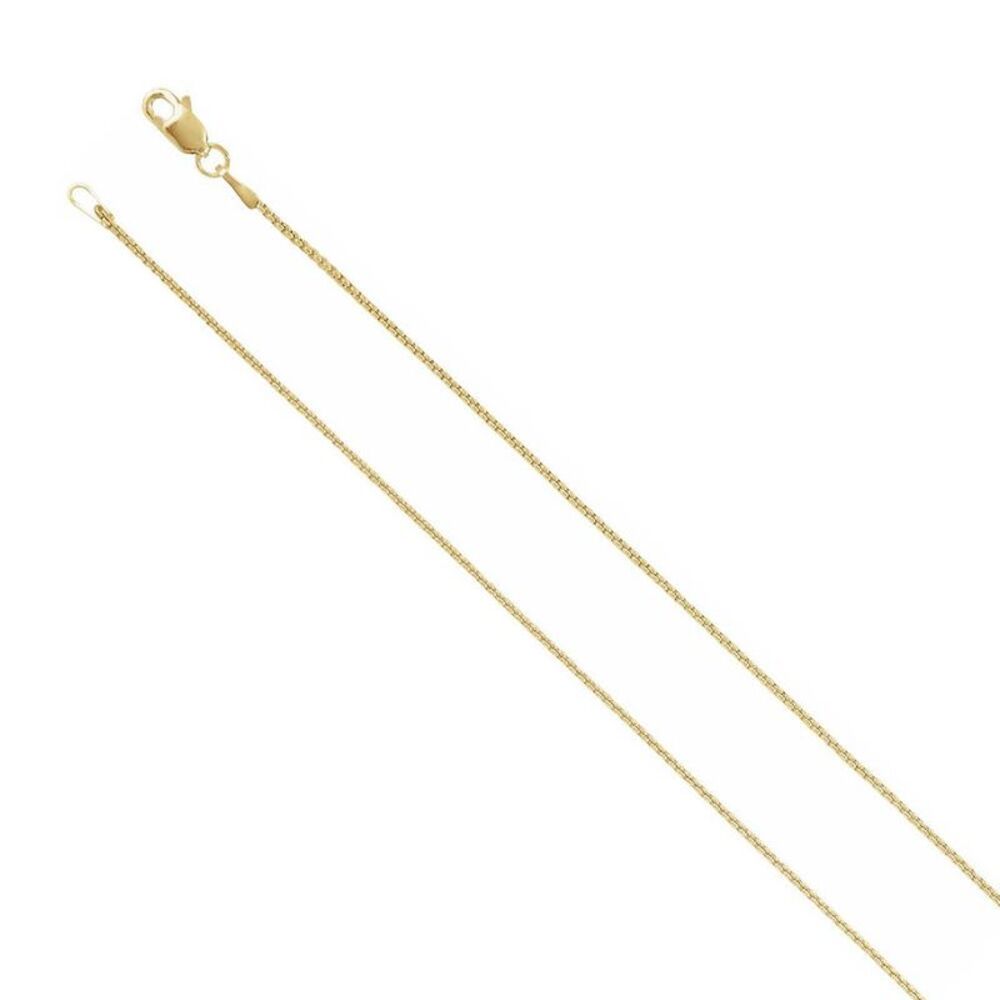 14k Yellow Gold 1mm Round Solid Box Chain Necklace, 24 Inch